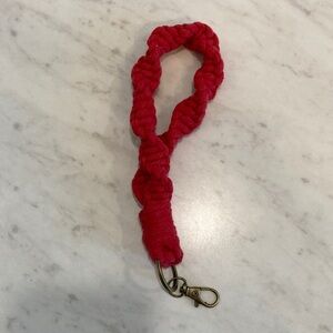 Wrist Strap Key Clip Red Macrame Handmade